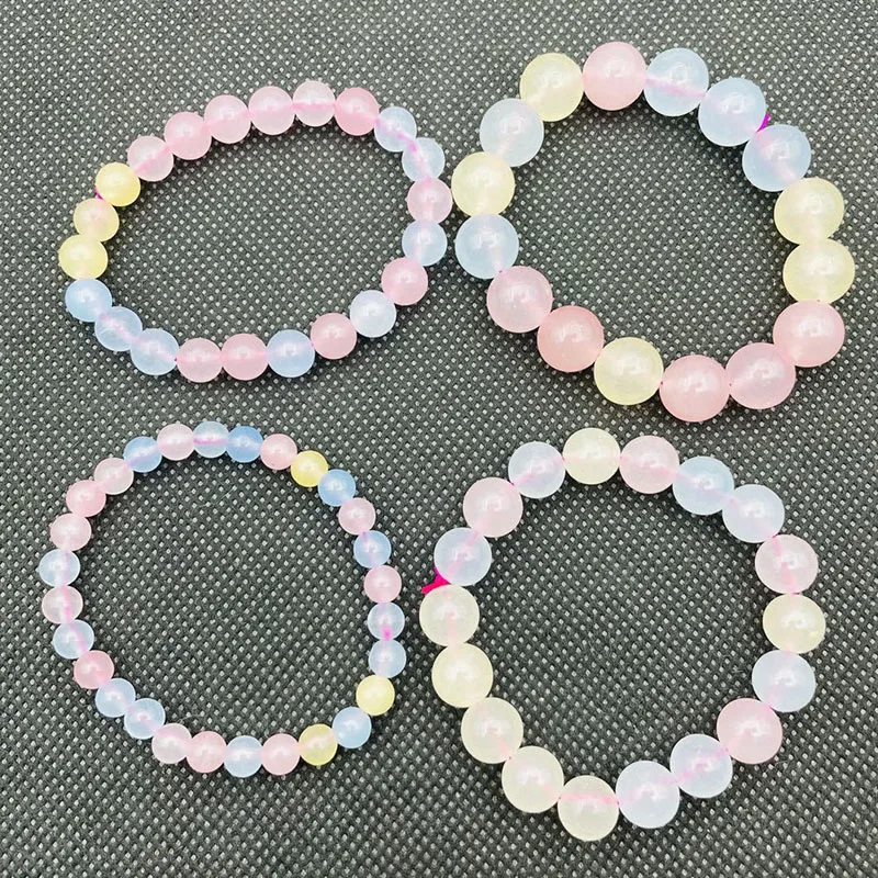 Mm Natural 6/8/10 Colorful Stone Beads Bracelet For Women Men High Quality Polished ddmysmile Real Stone Bracelets Hand Chain Jewelry Gift Smile