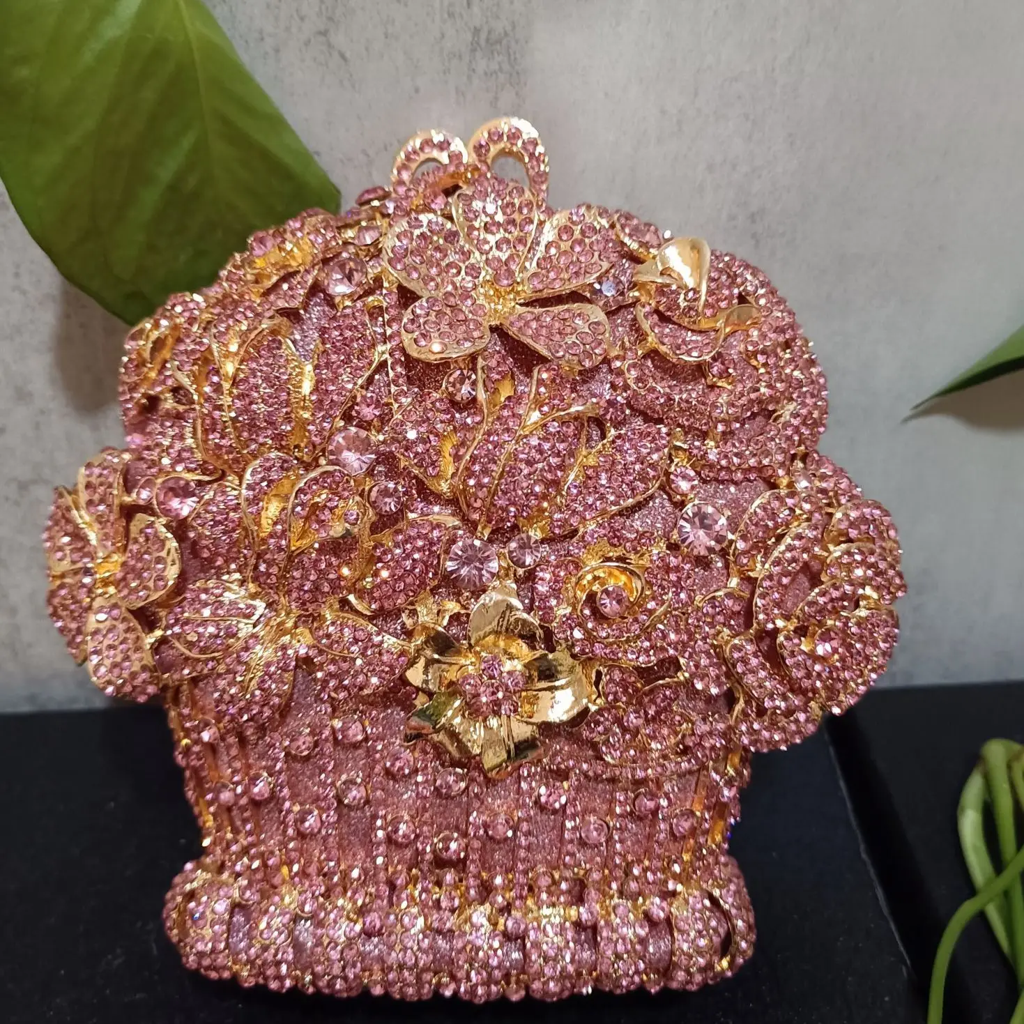 Pink Clutch Women Flower Bags Stone Evening Bags Bridal Rhinestone Handbags Wedding Clutches Bags Dinner Minaudiere ddmysmile Purse Smile