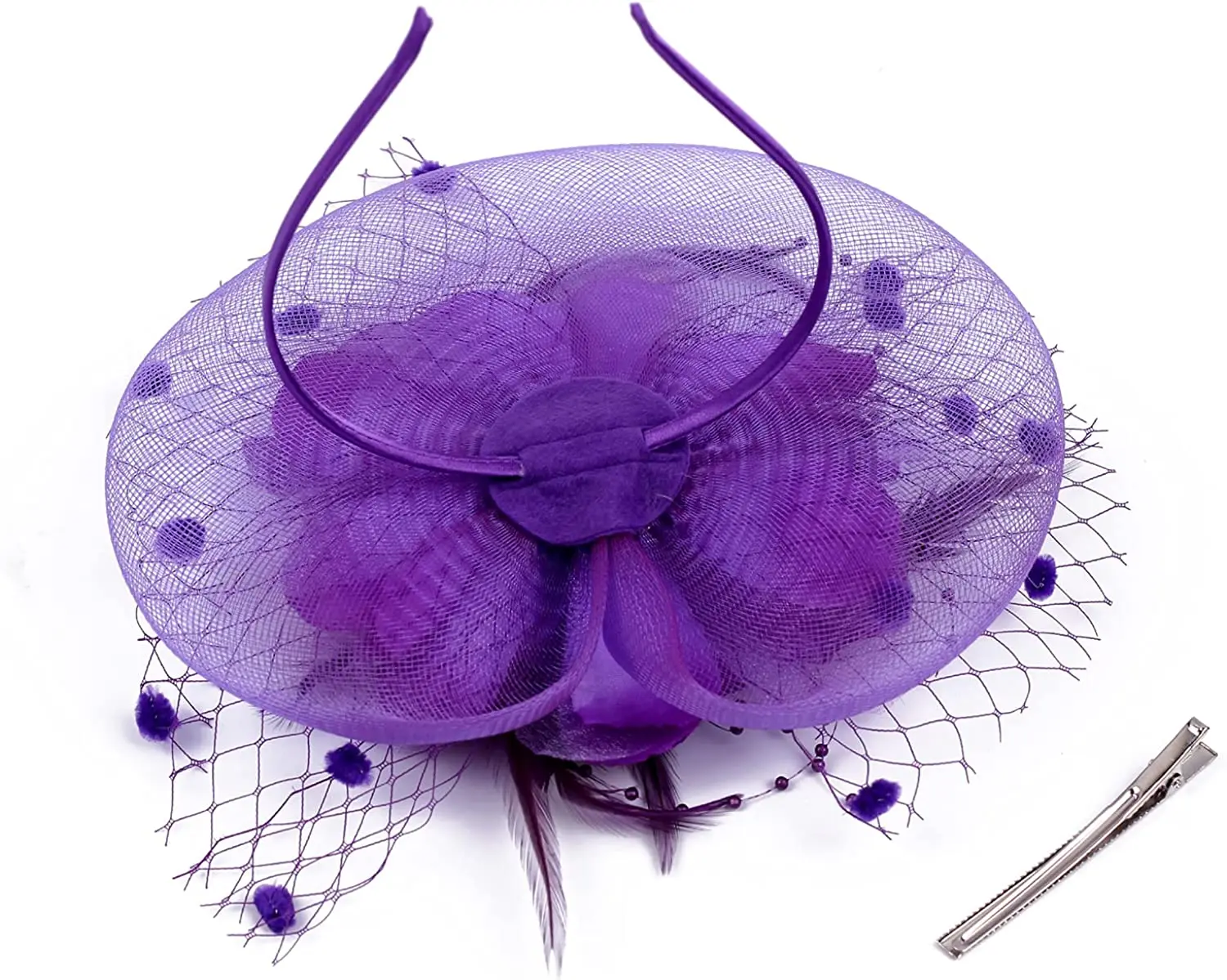 Fascinators Lady Hats Fancy for Womens 50s Mesh Headwear with Veil Flower tail Wedding Tea Party Church Derby Hat smile