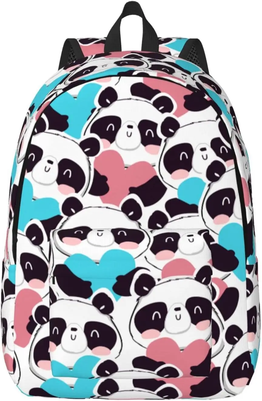 Backpack Casual Lightweight Panda Laptop Backpack Men Women Travel Bag Outdoor Canvas Daypack smile