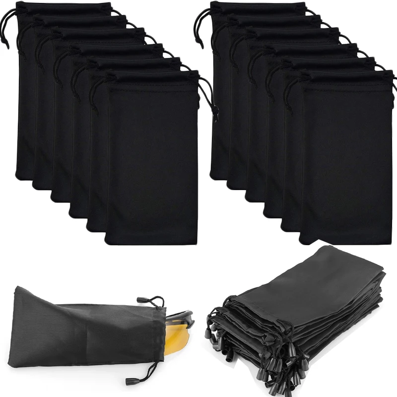 Black Waterproof Sunglasses 10Pcs Bag Drawstring ddmysmile Microfiber Dust Proof Pouch Pocket Glasses Carry Bag Portable Eyewear Container Smile