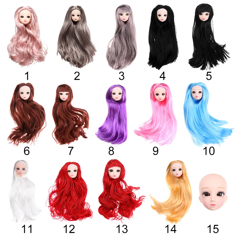 ddmysmile Doll Head BJD 1/6 30Cm Dolls Joint 3D Eyes Long Hairstyles DIY Head Wear Multiple Color Ancient Doll Accessories Girl Toys Gift Smile