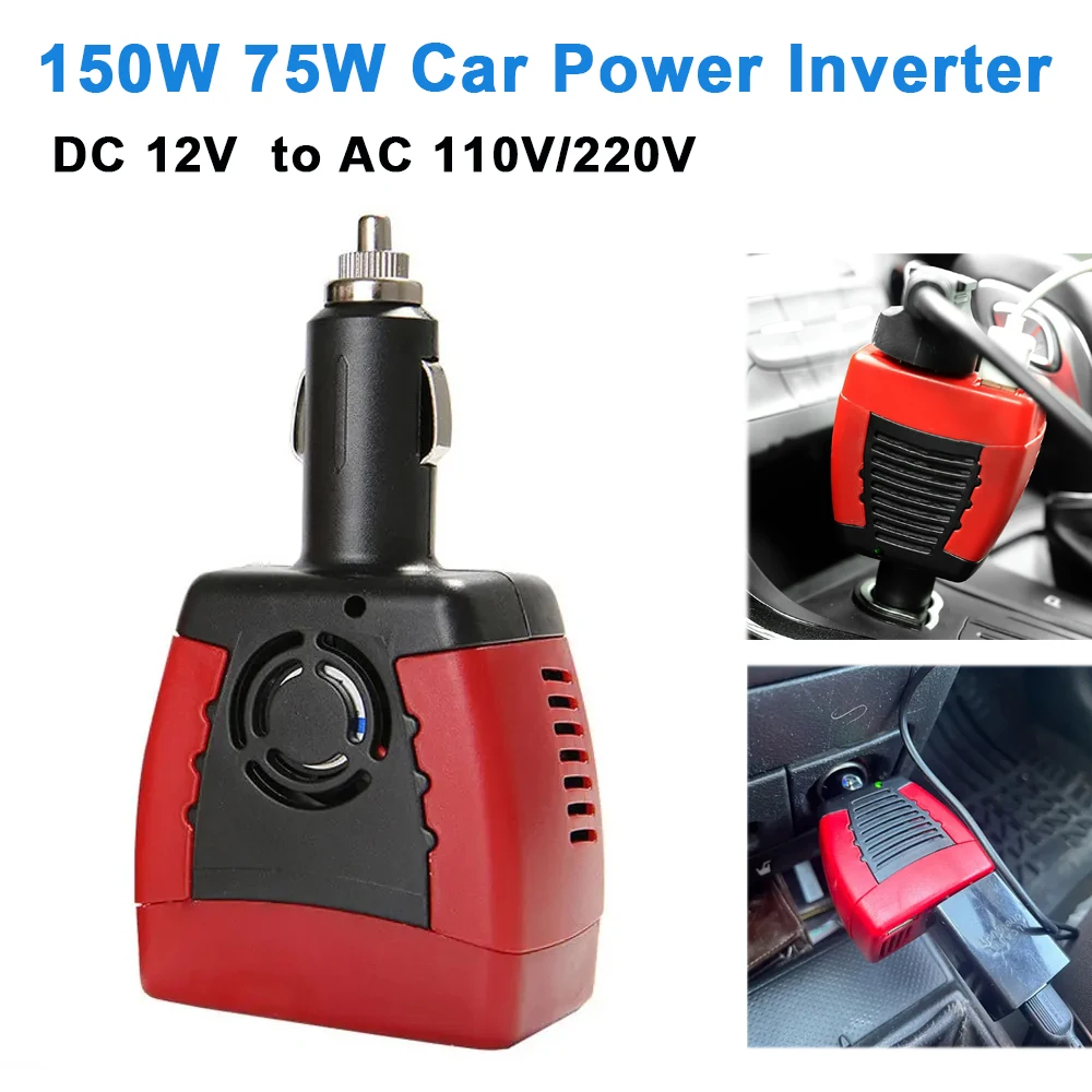 150W 75W Car Power Inverter 12V DC To 110V 220V AC Portable Auto Voltage Converter Adapter Car USB Charger Inverter For Vehicles