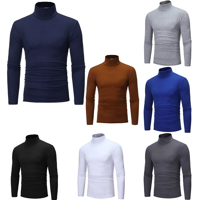 Mens Thermals Tops For Cold ddmysmile Weather Long Sleeve Turtle Mock Neck Undershirt Base Layer Shirts Slim Fit Soft Lightweight T-Shirt Smile