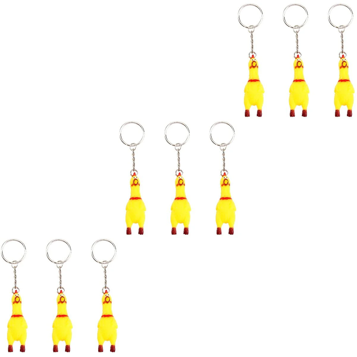Packs Screaming 9 Squeeze Chicken Keychain Funny Yellow Squeaking Chicken Pendant for Keys Bags Phones smile
