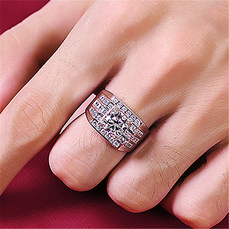 Pave Moissanite Engagement Ring - Sterg Sier, 3-Row, Drop Shipping