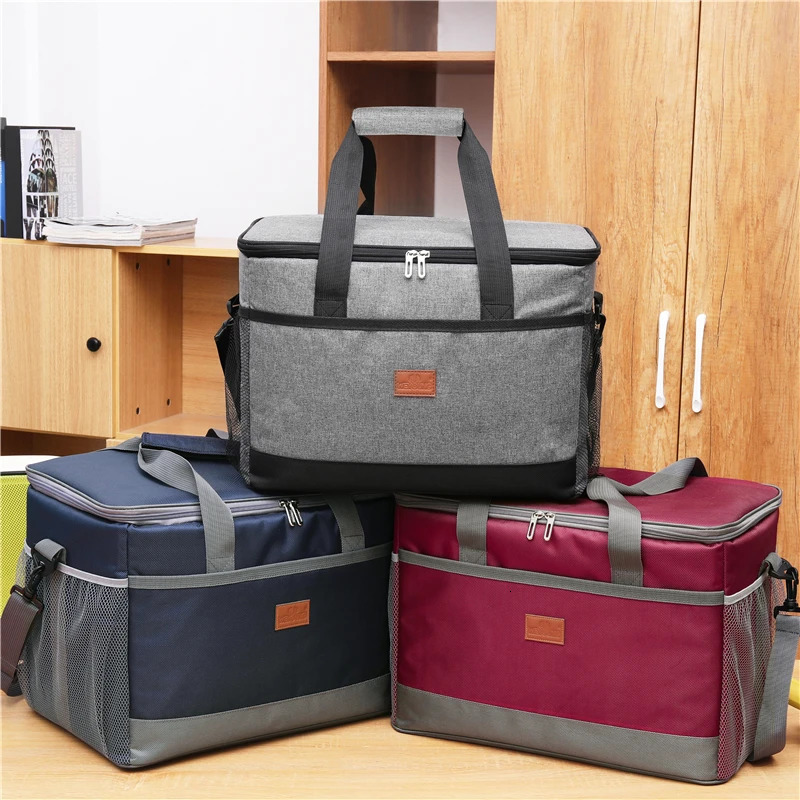 Leakproof Red Blue 33L Insulated Thermal Cooler Lunch Bag For Outdoor Picnic Bag Car Using Bolsa Termica Loncheras Para Mujer 240514