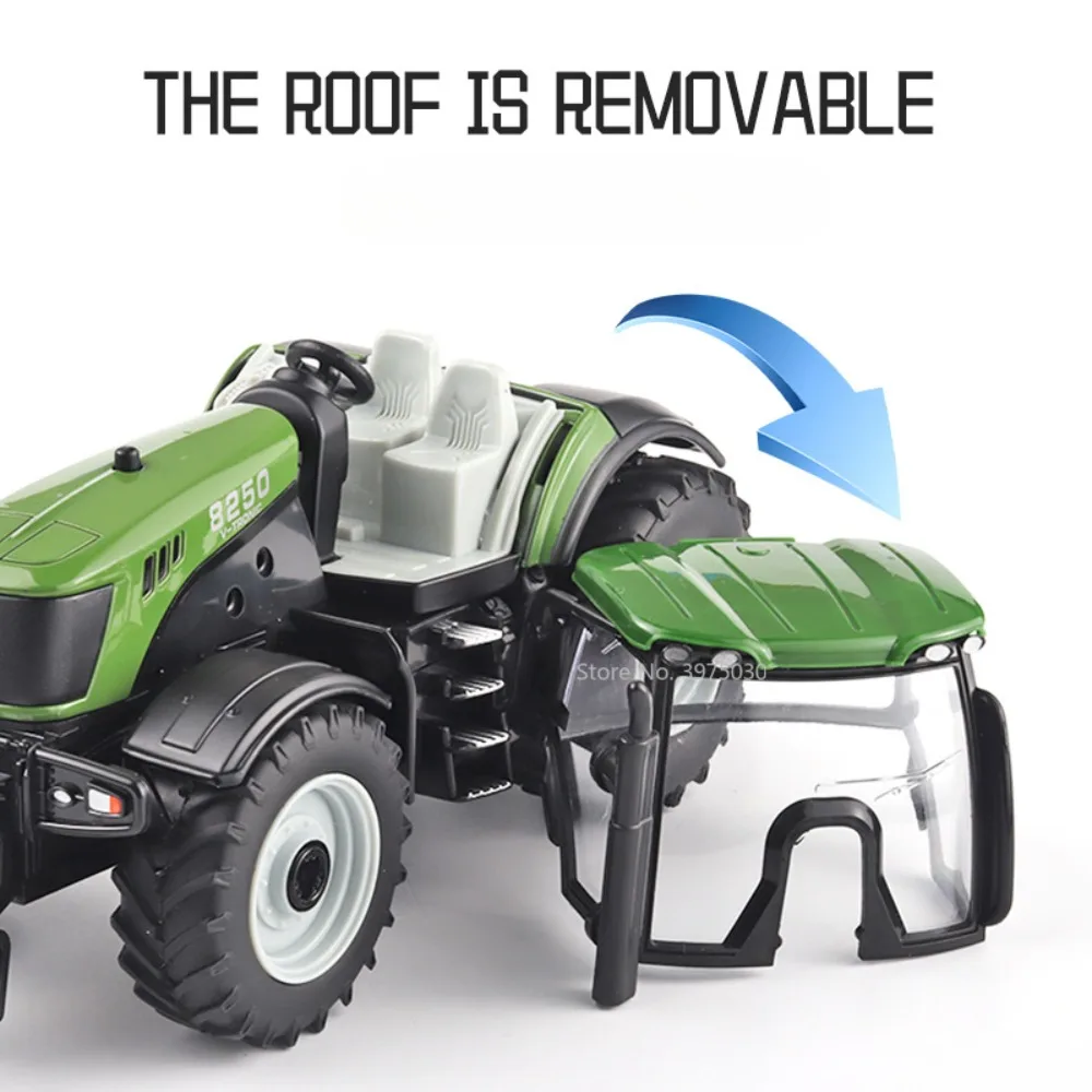 1/30 Scale Alloy Tractor Toy Model Diecast Agricultural Vehicles Farming Tool Car Cultivated Land Car Model Sound Kids Toys Gift