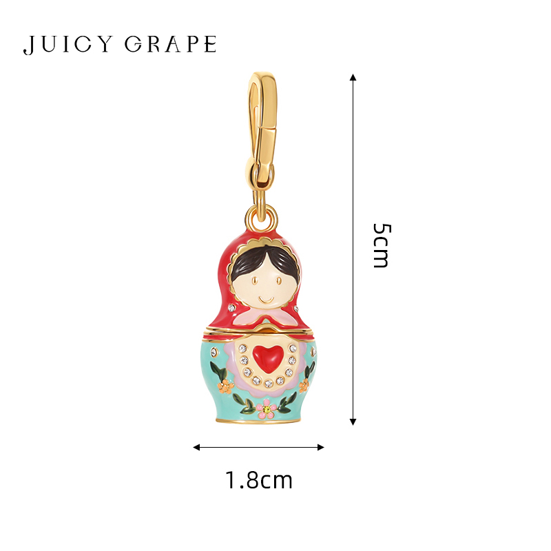 Juicy Grape Russian Nesting Doll Necklace Pendant Keychain Sweater Chain 2024 New Year Christmas Ornaments Santa Claus Xmas Kids