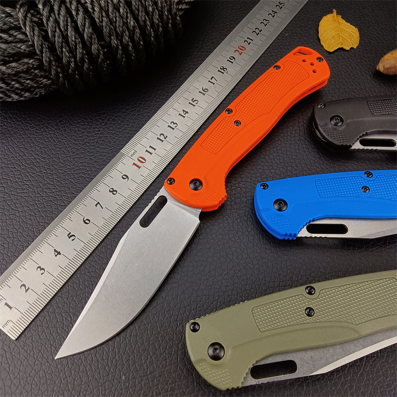 Easy To Carry Outdoor BM 15535 Hunt Taggedout Folding CPM-154 Stonewashed Clip Point Blade Orange Grivory Handles Utility Hunting Hiking Pocket Knife 