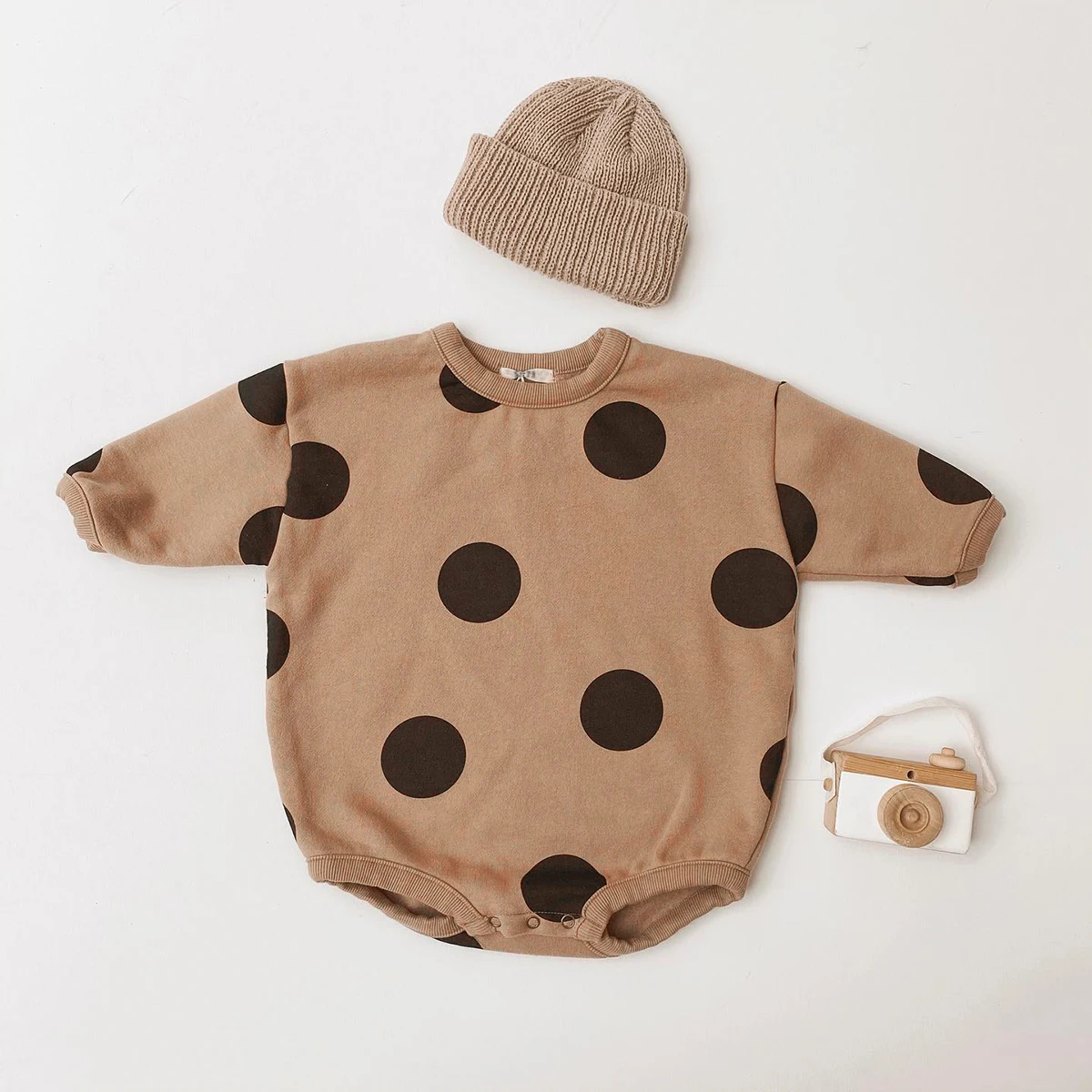 INS Baby Girls Korean Romper Clothes For Newborns Bodysuit Long Sleeve Polka Dots ddmysmile Sweatshirt Romper 2023 Autumn Baby Boy Romper Smile