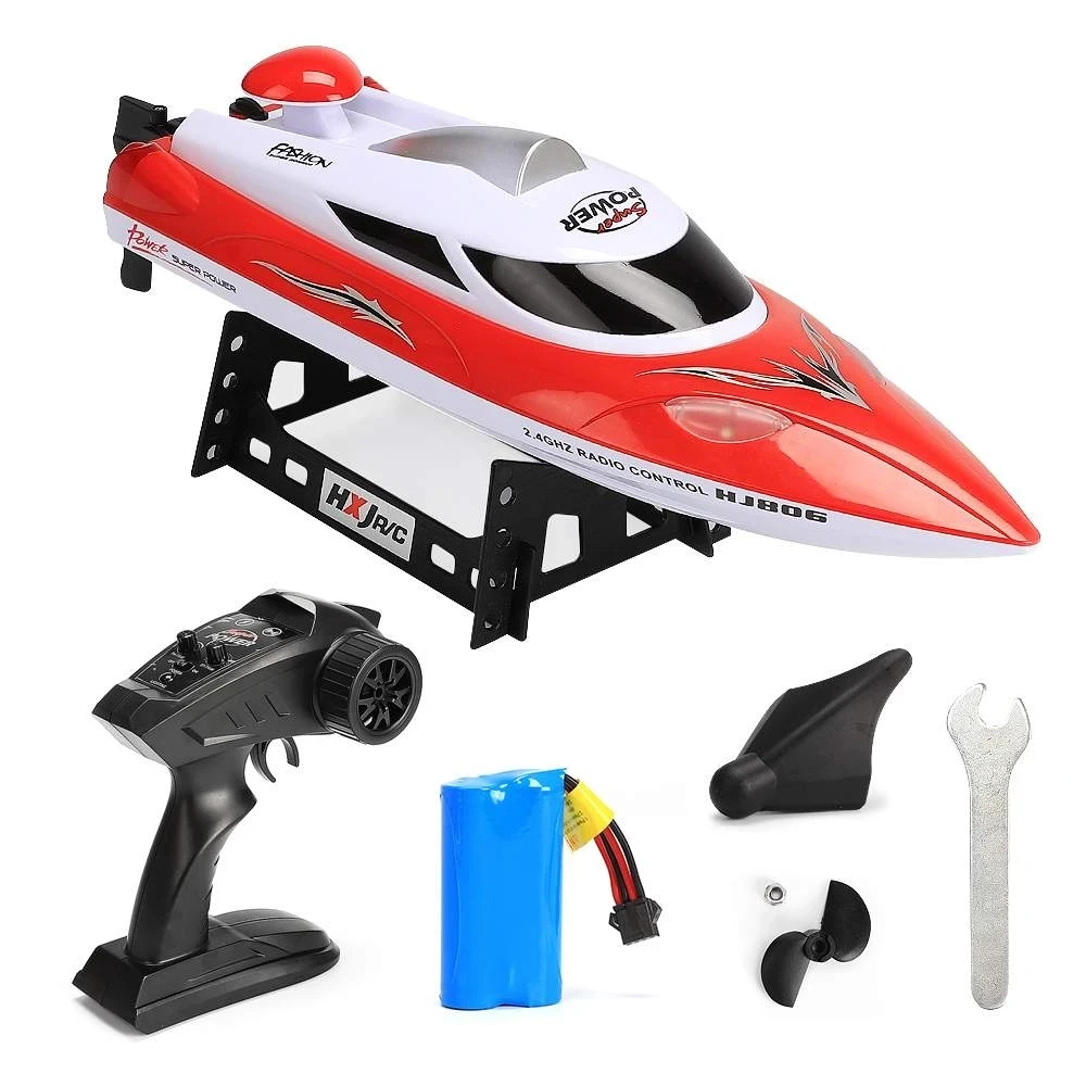 HJ806B 2.4Ghz Large HJ806 RC Speedboat LED Light 35km/h Rechargeable Waterproof Model High Speed Racing Ship Gifts Toys for boys smile