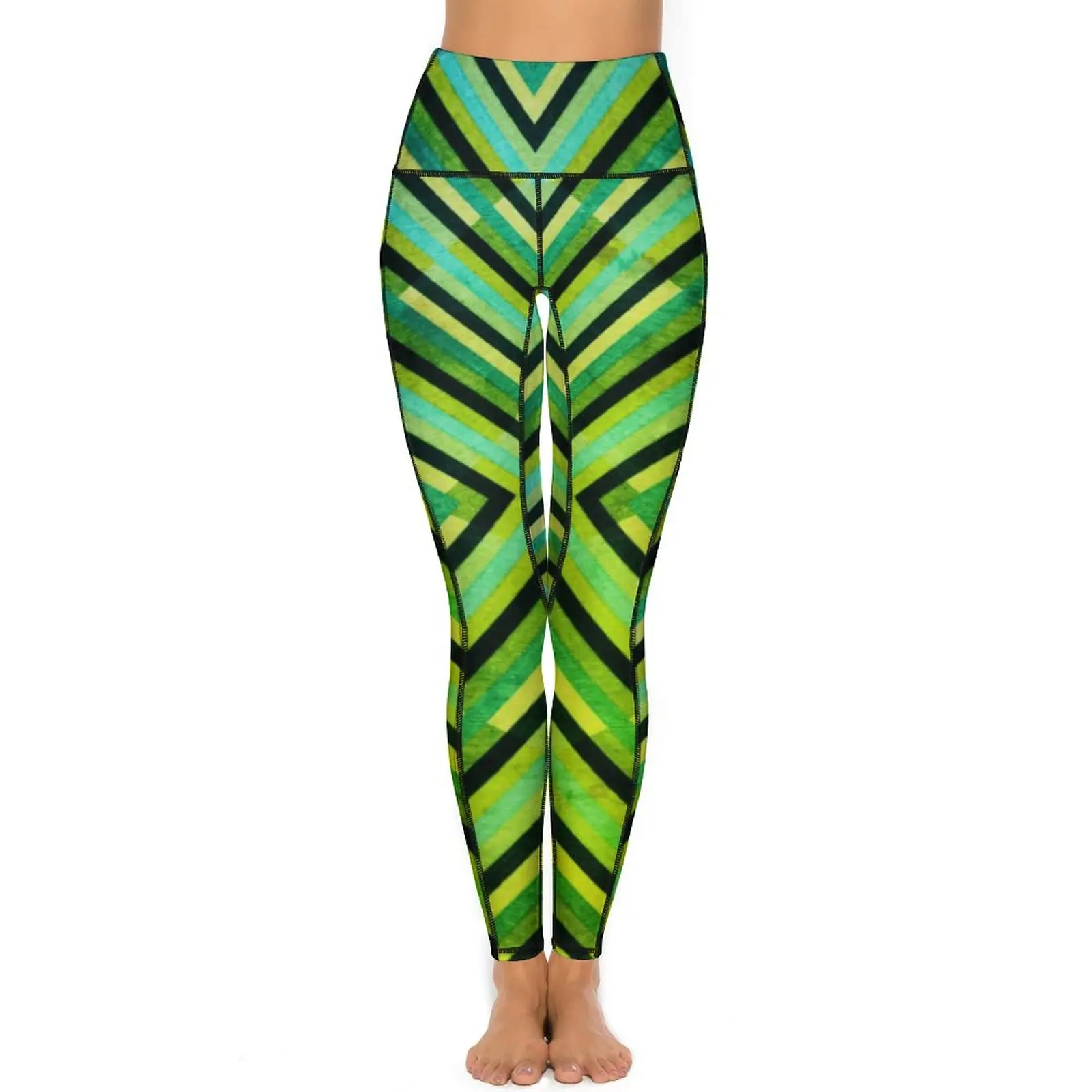 Abstract Geometric Yoga Pants Modern Art Print Work Out Leggings High Waist Elastic Sport Pants Casual Design Yoga Legging Gift