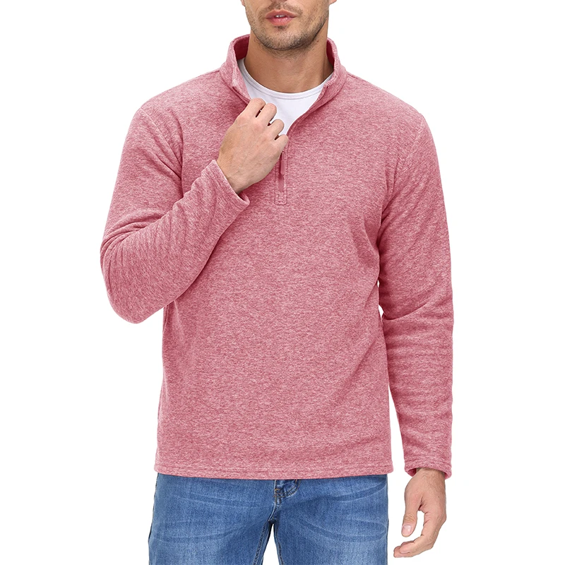 Men's Sleeve MAGCOMSEN Long Fleece T-Shirt 1/4 Zip ddmysmile Stand Collar Pullover Tops Spring Windproof Warmth Hiking Workout Sweatshirts Smile