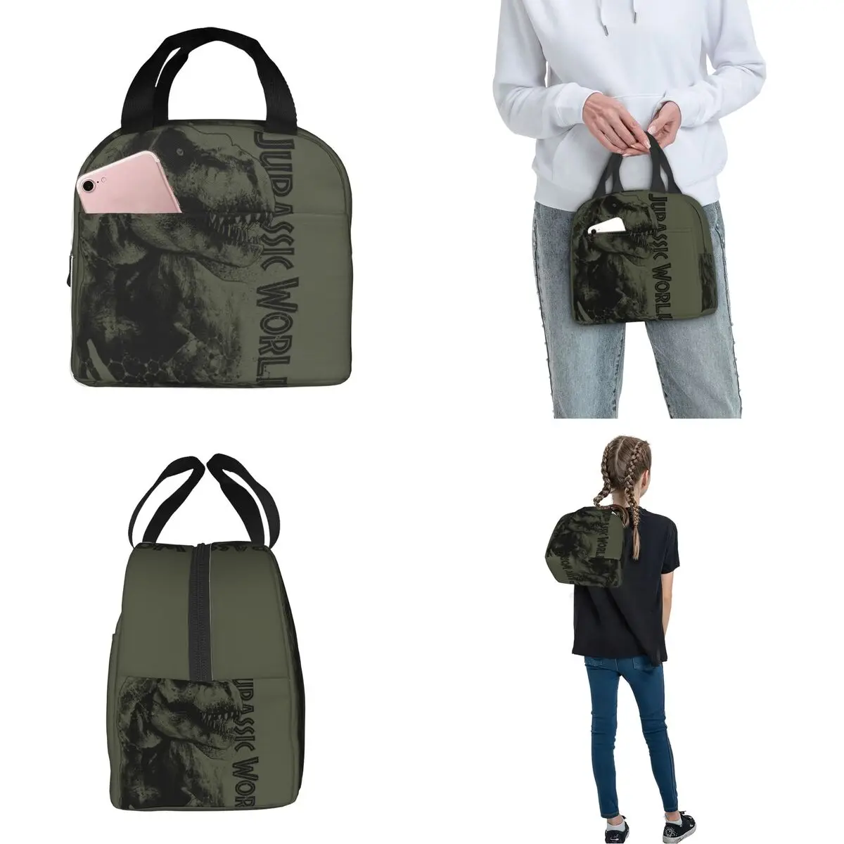 The Jurassic Park On Prowl Insulated Lunch Bag Leakproof Reusable Cooler Bag Tote Lunch Box Beach Picnic Men Women smile