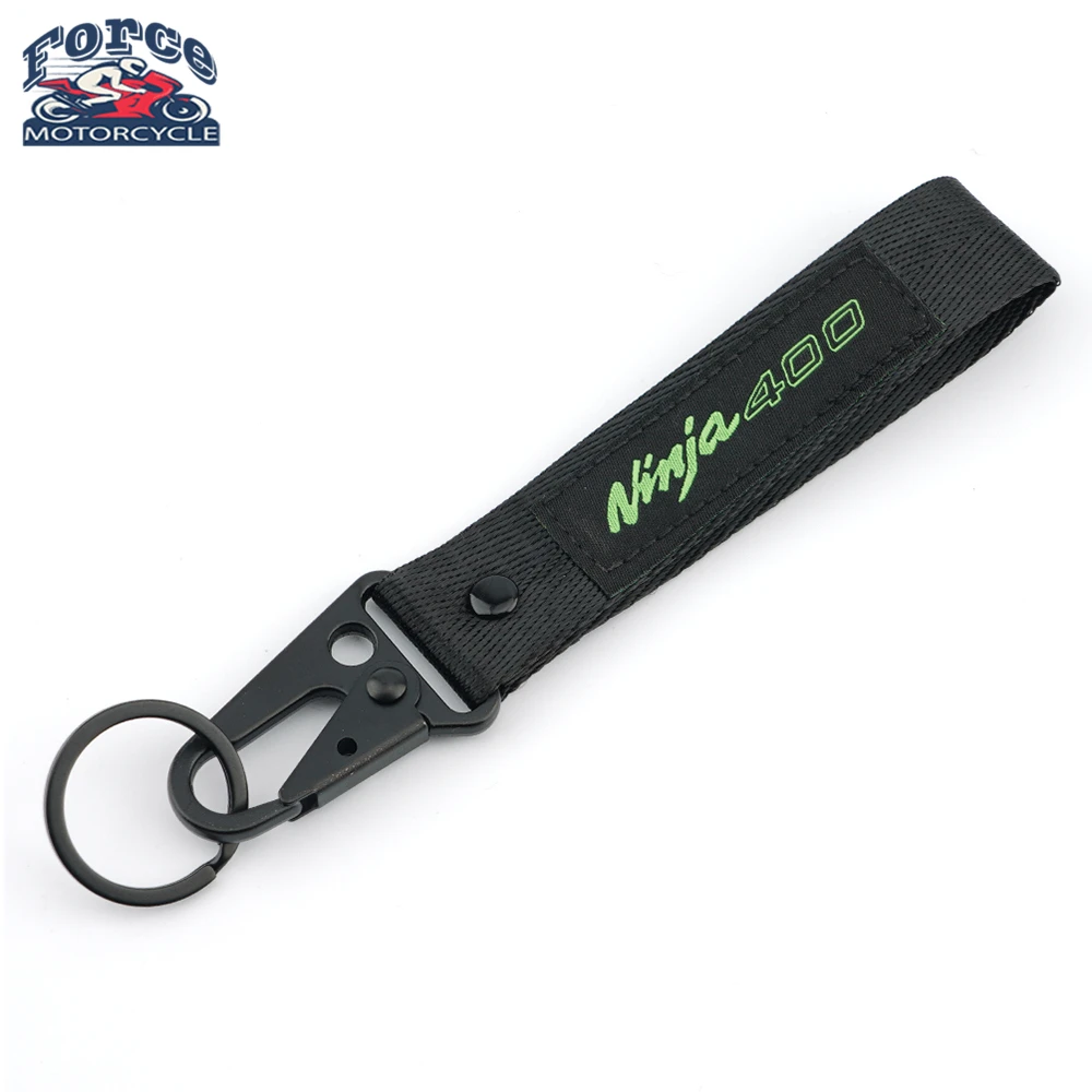 For Kawasaki Ninja 400 Ninja400 Keychain Motorbike Both Side Embroidered Keyring Key Chain Holder Ring Motorcycle Accessories