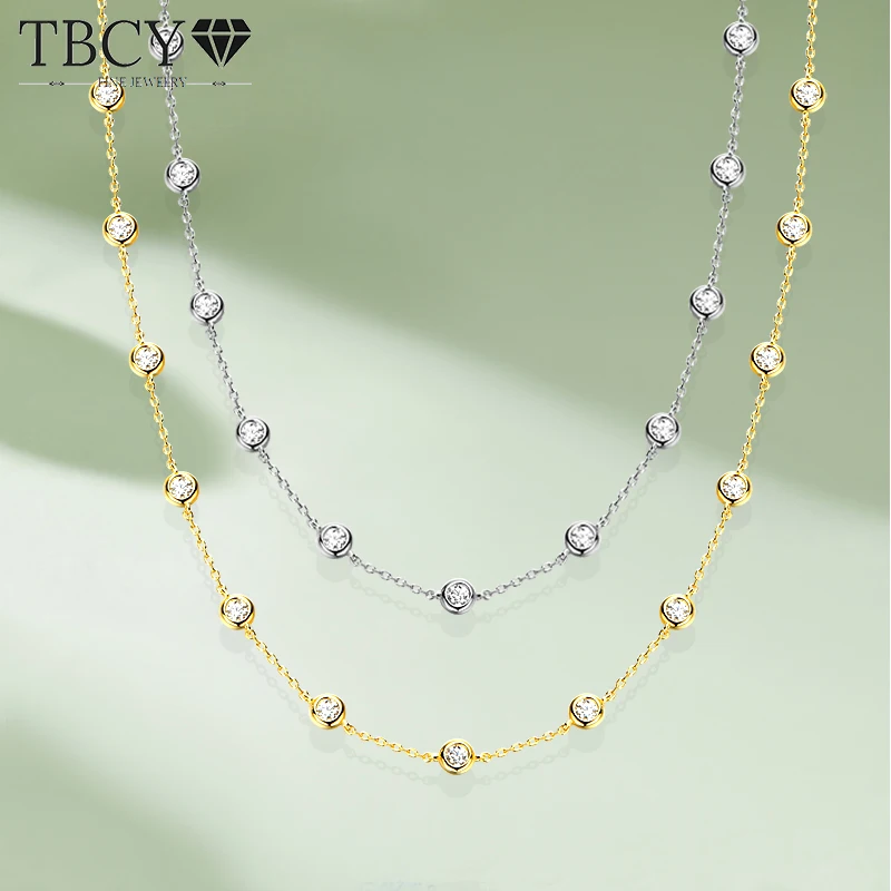 D Color 3/4/5mm TBCYD Moissanite Choker Necklace For Women S Sier Round Cut Dia Bubble Neck Chain Party Jewelry Gifts smile