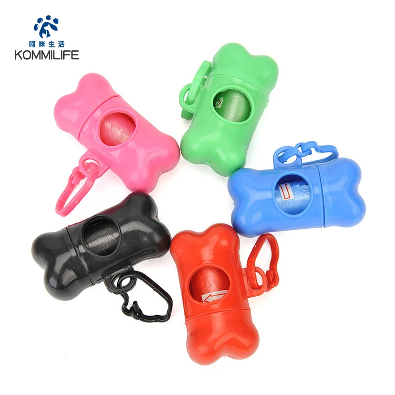 Waste Dog KOMMILIEF Portable Bag Dispenser Plastic Garbage Bag For Dogs Pet Waste Poop Bag Dispenser With 15pcs Garbage Bag smile