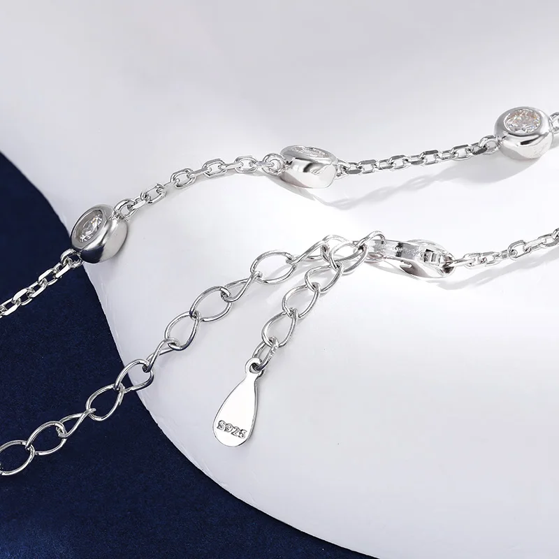 D Color 3/4/5mm TBCYD Moissanite Choker Necklace For Women S Sier Round Cut Dia Bubble Neck Chain Party Jewelry Gifts smile
