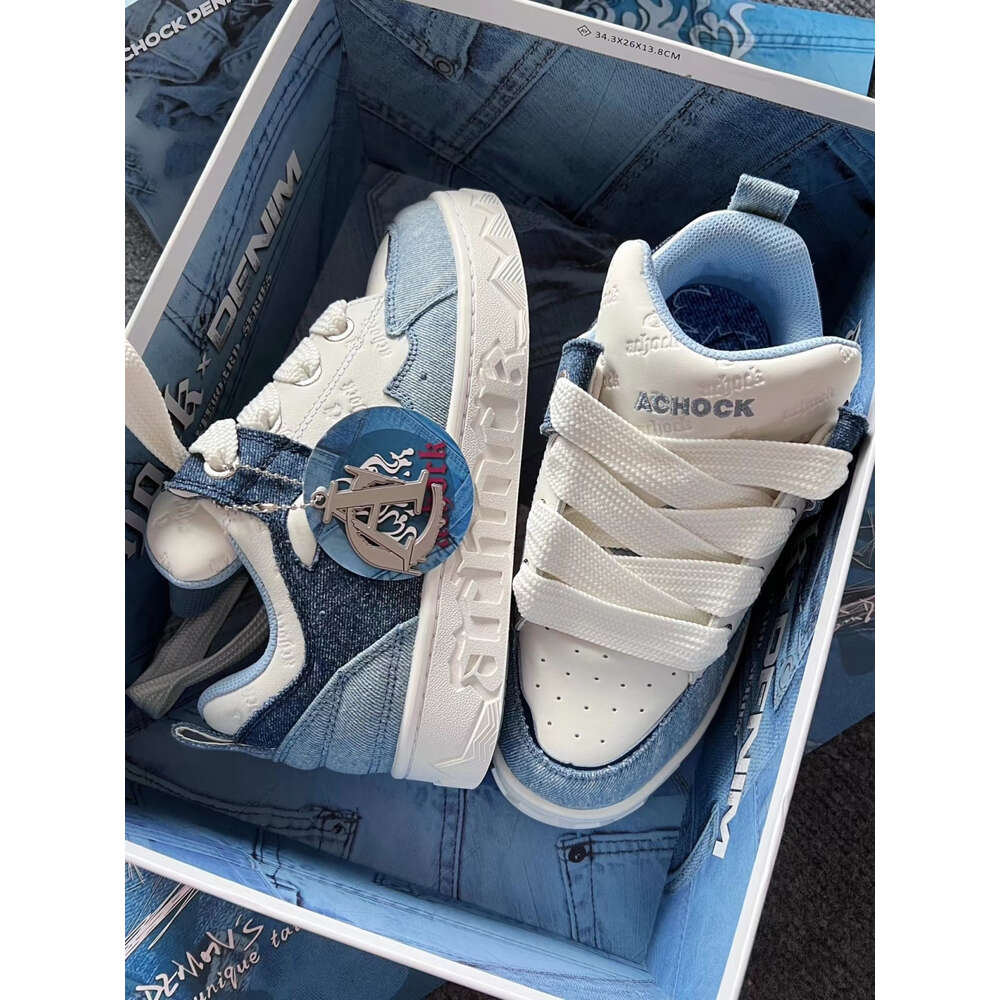Ddmysports Spring New Thick Soled All Match Casual Sneakers Female National Trend Niche Denim Blue Couple Bread Shoes Male OUTDOOR