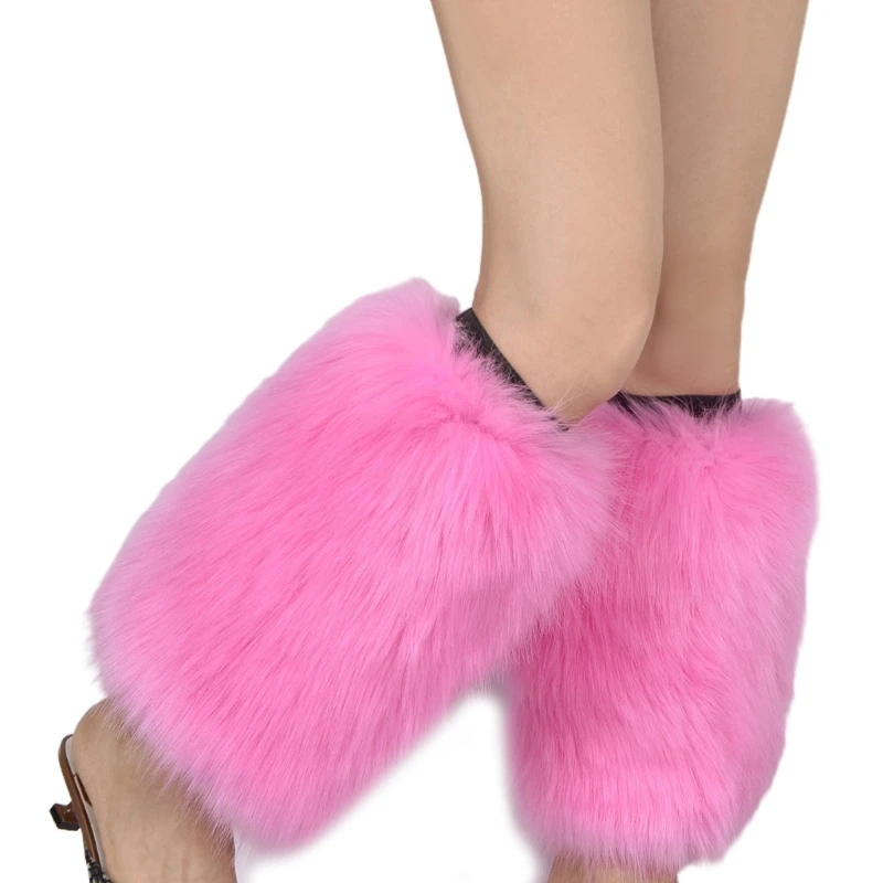 new 2025 Women Winter Vibrant Furry Leg Warmers Haruku Warm Leggings Cuffs Covers Faux Fur Calf Socks Partywear