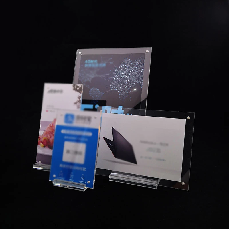 Acrylic Table Photo Frame Plexiglass Card Sign Desktop Display Stand Postcard Holder Picture Frames Home Decor H260306