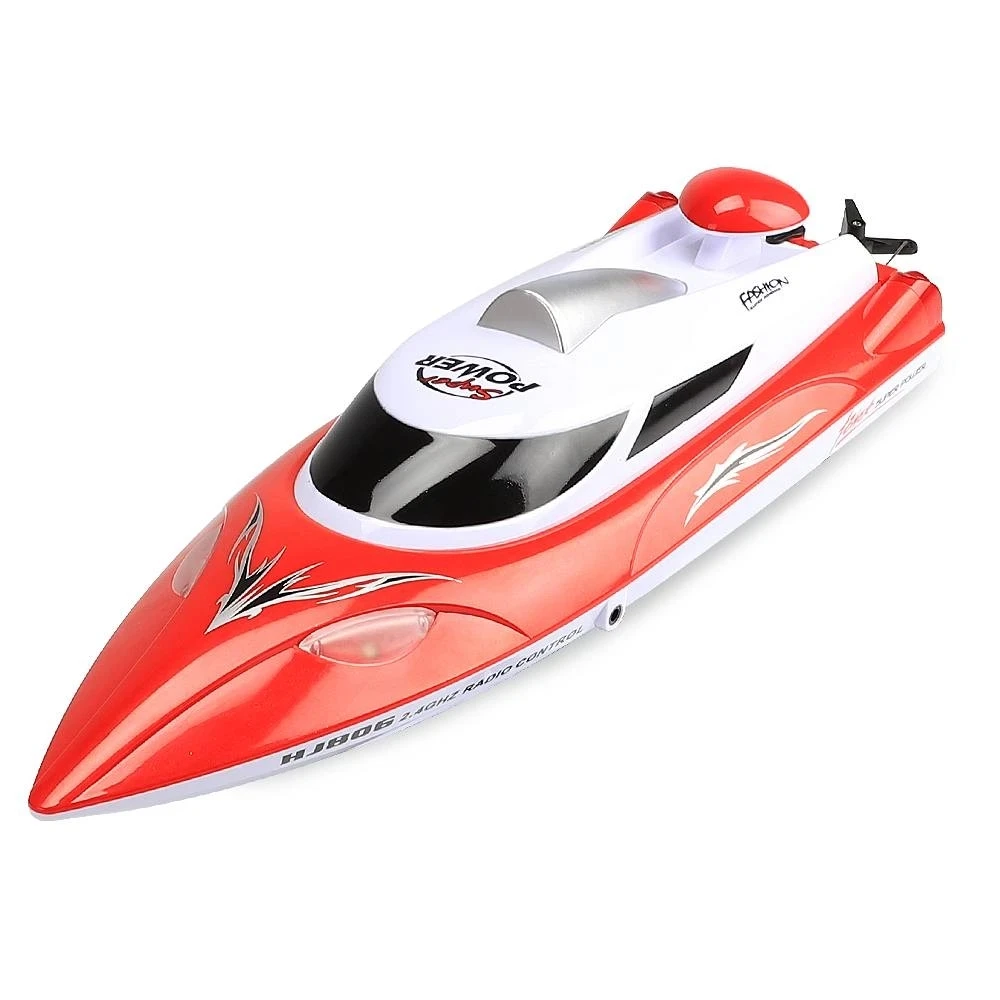 HJ806B 2.4Ghz Large HJ806 RC Speedboat LED Light 35km/h Rechargeable Waterproof Model High Speed Racing Ship Gifts Toys for boys smile