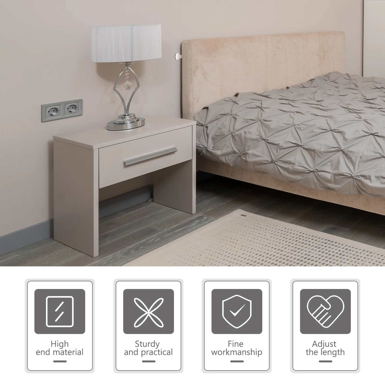 Bedside 2 Anchor Pcs ddmysmile Stoppers Headboard For Wall Holder Frame Support Adjustable Plastic Smile