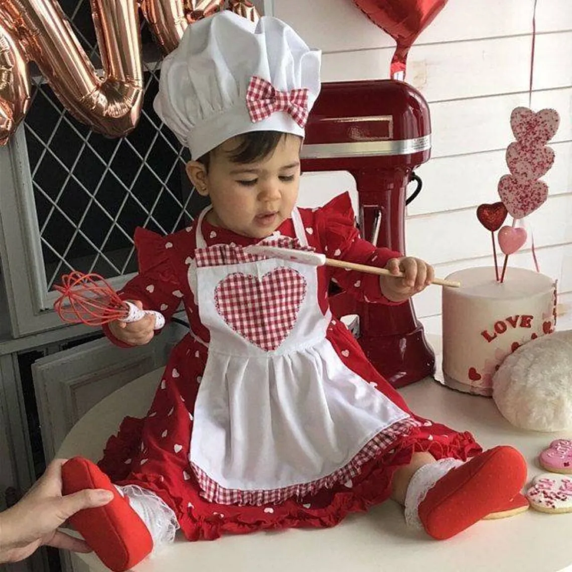 Shining Chef's Costume Newborn Photograohy 2025 Props Baby Photo Cook Clothes new Creative Photo Clothing Baby Hat