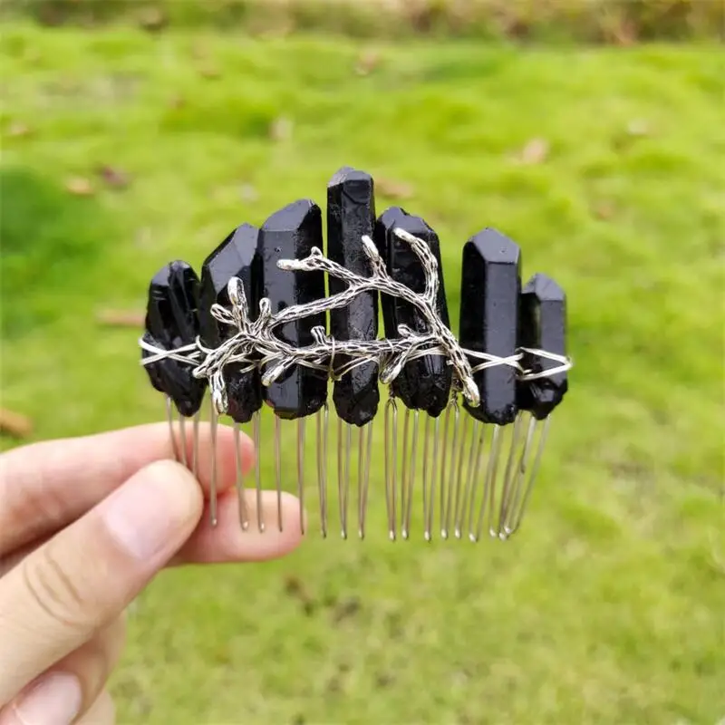1PC Natural Crystal Quartz Branch Crown 2025 new Wicca Hair Clip