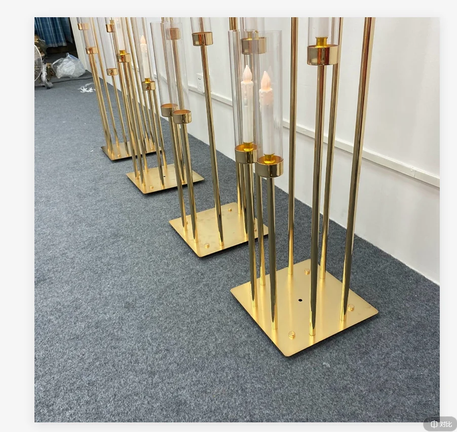 8 Heads Metal 2/5/10pcs Candelabra Candle Holders Road Lead Table Centerpiece Gold Candelabrum Stand Pillar Candlestick wedding smile XJ260305