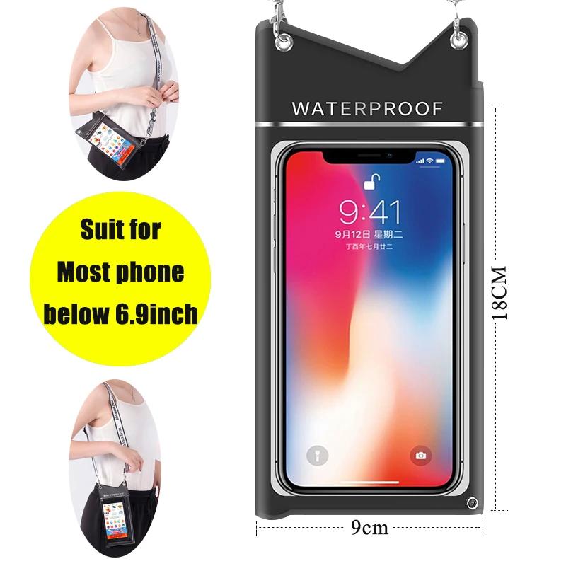 Touchscreen Waterproof Swimming Bag Beach Phone Case Cover River Trekking Boating Phone Bag Snorkelling Diving Water Sport Bag smile