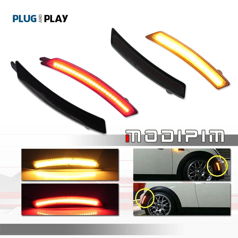 Front / Rear Amber Red LED Side Marker Lights Fender Flare Lamps For 2007-2016 Gen 2nd MINI Cooper R55 R56 R57 R58 R59 R60 R61 / smile / /