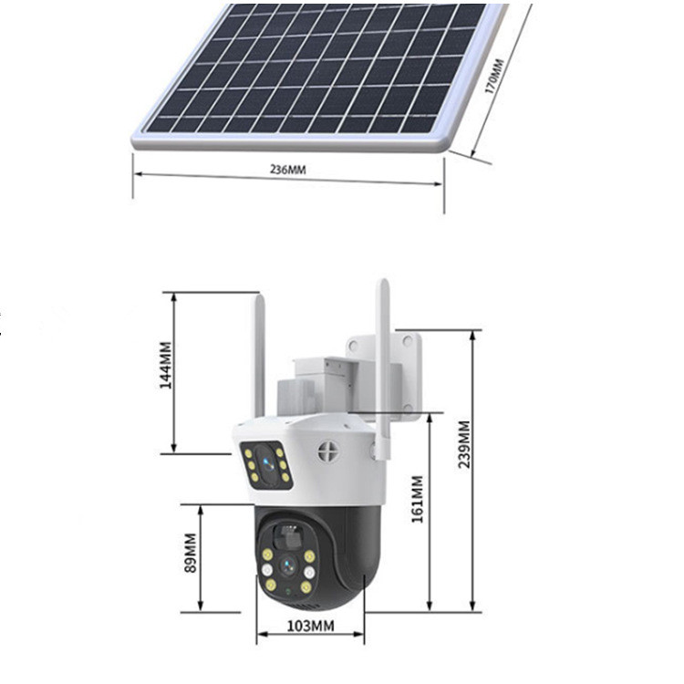 By sea shipping Two Screen with Solar Wall Lights Panel WiFi Outdoor Waterproof Camera Rechargeable Power 1080P Night Vision PIR Cloud Security Cam