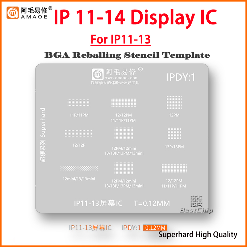 IPDY1 Reballing Amaoe BGA Stencil Template For iPhone 11 12 13 Pro Max Mini 14Pro 15Pro 15 Pro Max LCD screen IC repair tools smile