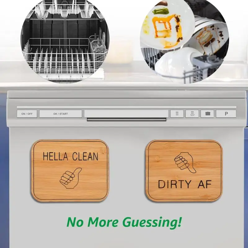 Clean Dirty Magnet For Dishwasher Bamboo Indicator For Magnetic Dishwashers Reversible Round Dishwasher Magnet Clean Dirty Sign