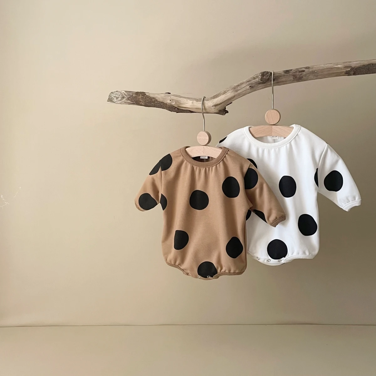 INS Baby Girls Korean Romper Clothes For Newborns Bodysuit Long Sleeve Polka Dots ddmysmile Sweatshirt Romper 2023 Autumn Baby Boy Romper Smile