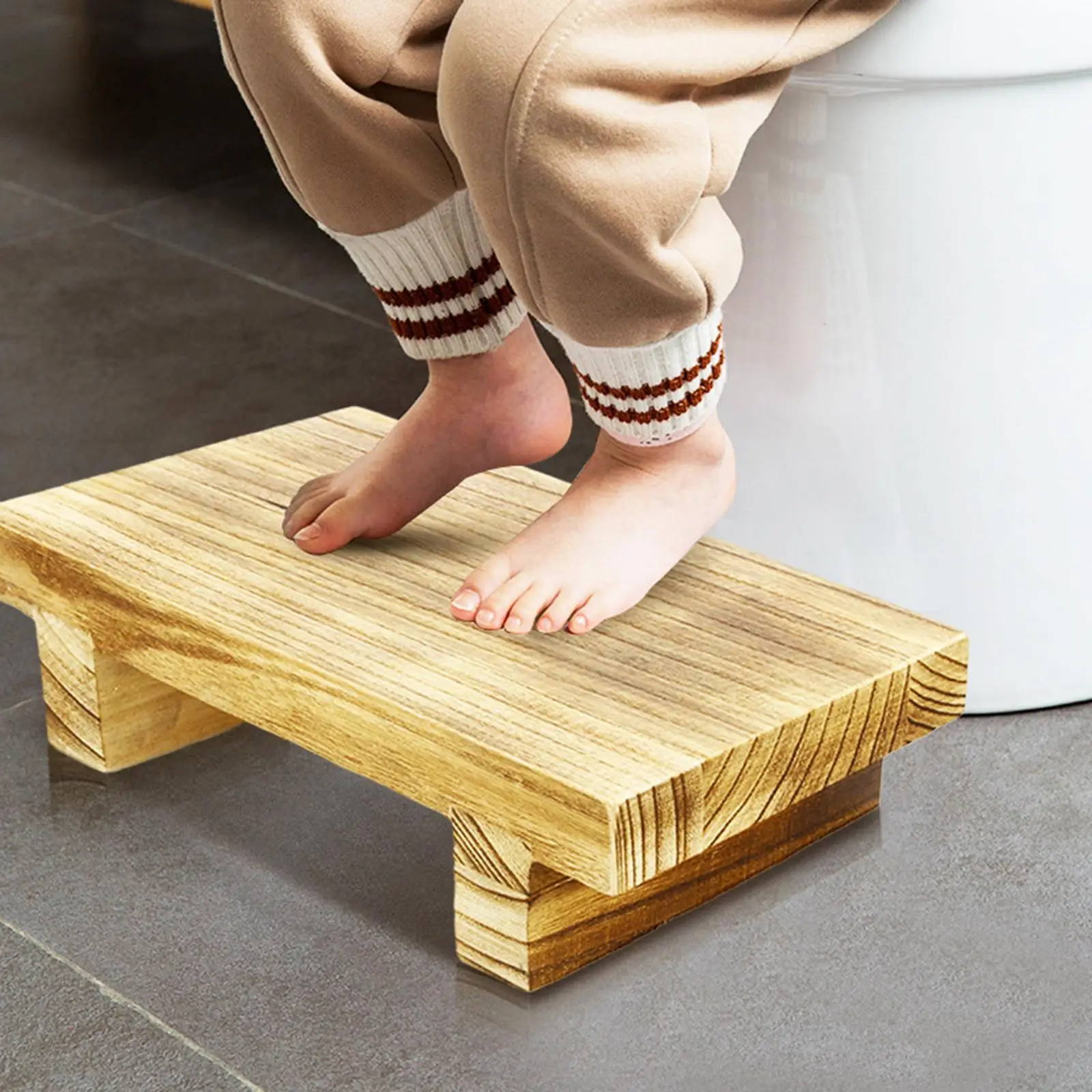 Small Wooden 1 Piece Bedside Step Stool Indoor Portable Mobile Step Stool ddmysmile Foot Stool Bathroom Toilet Wood Stool Ornament Smile