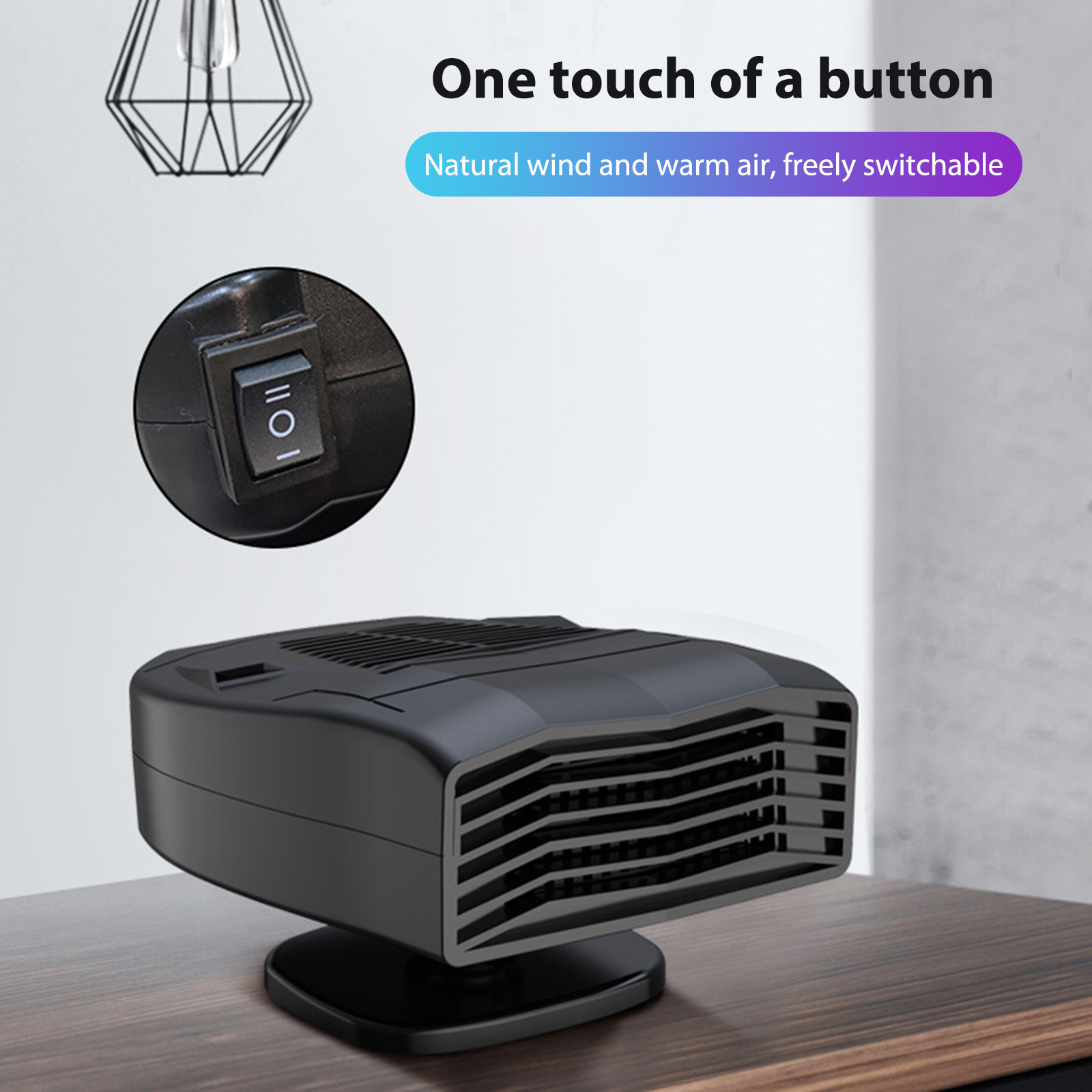 Car Fan Heater 2-in-1 Electric Fan Cooling Heating Machine Multipurpose Demister Defroster for Household Automobile