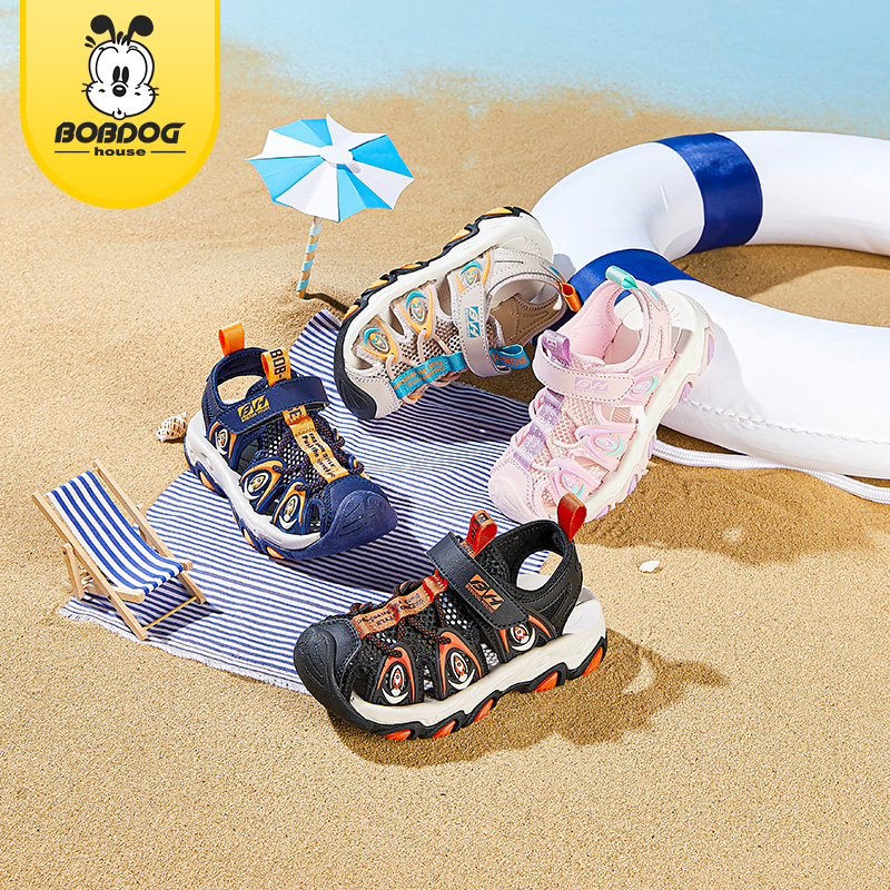 BOBDOGHOUSE Girl's Trendy Close Toe Breathable Sandals, Comfy Non Slip Durable Beach Water Shoes for Kid's Outdoor Activities BBT22645