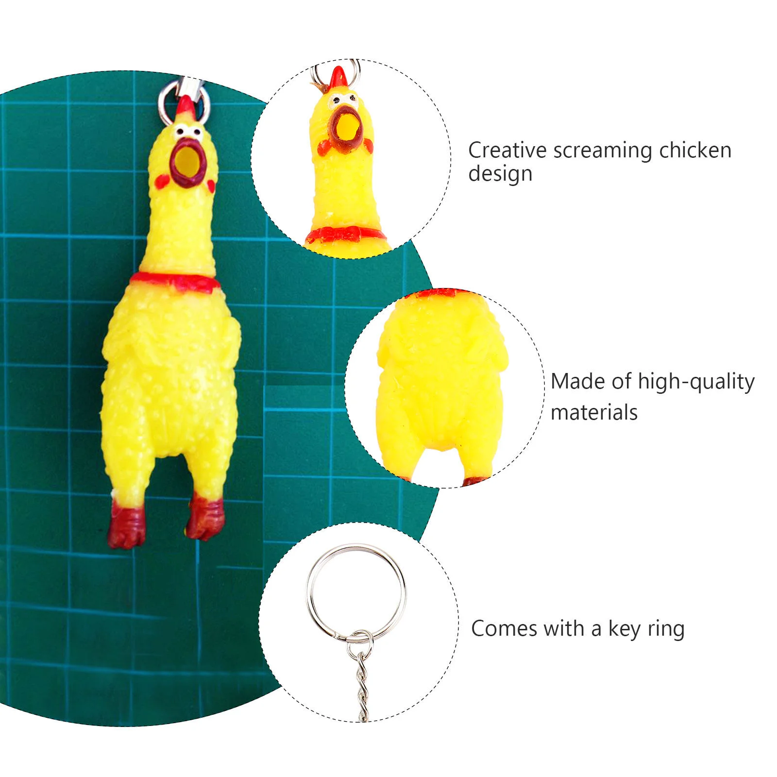 Packs Screaming 9 Squeeze Chicken Keychain Funny Yellow Squeaking Chicken Pendant for Keys Bags Phones smile