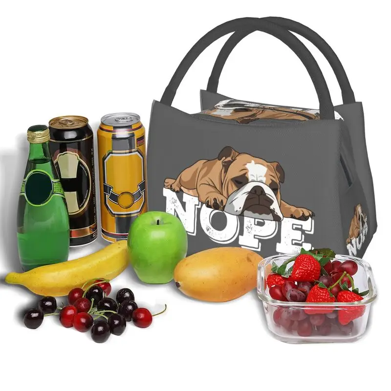 Lunch English Nope Bulldog Boxes for British Pet Dog Lover Thermal Cooler Food Insulated Lunch Bag Travel Work Pinic Container smile