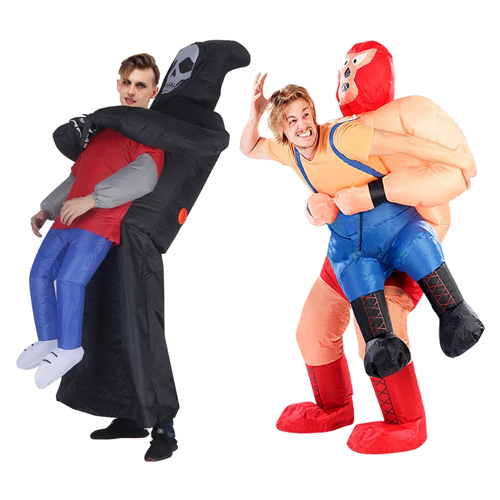 Adult Wrestlers Inflatable Costume For Helloween Funny Carnival Cosplay Costume For Men Women Friends Birthday Gifts