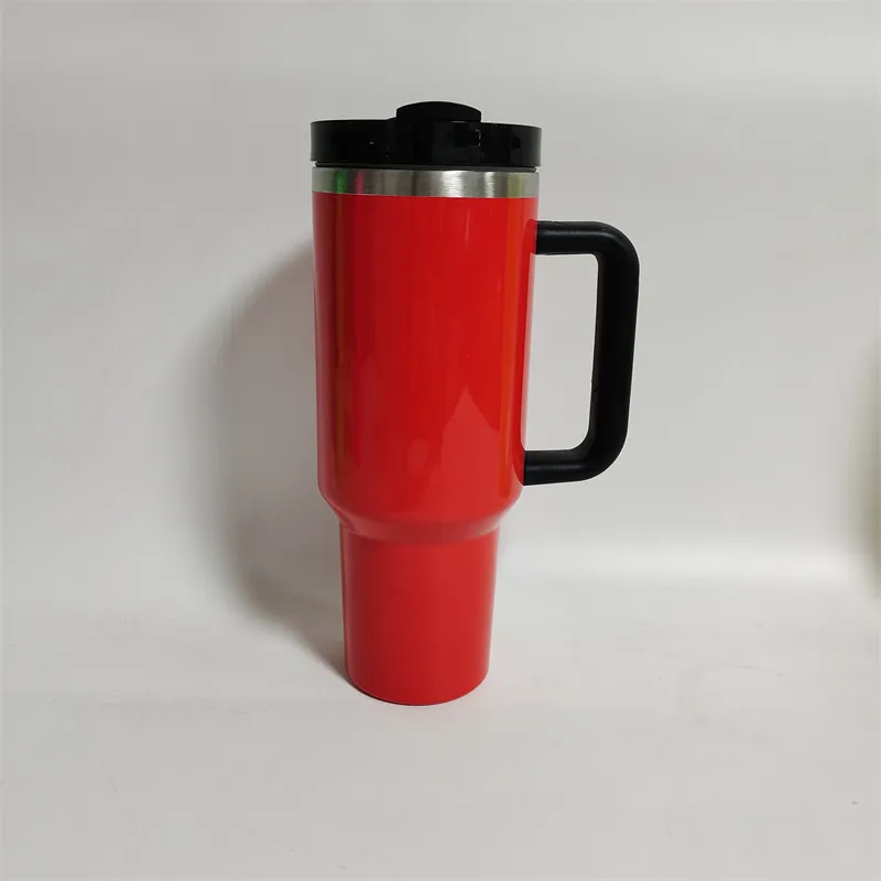 US Warehouse 40oz Reusable Tumbler Fluorescent Paint Tumblers with Handle and Straw Stainless Steel Insulated Travel Mug Tumbler DIY