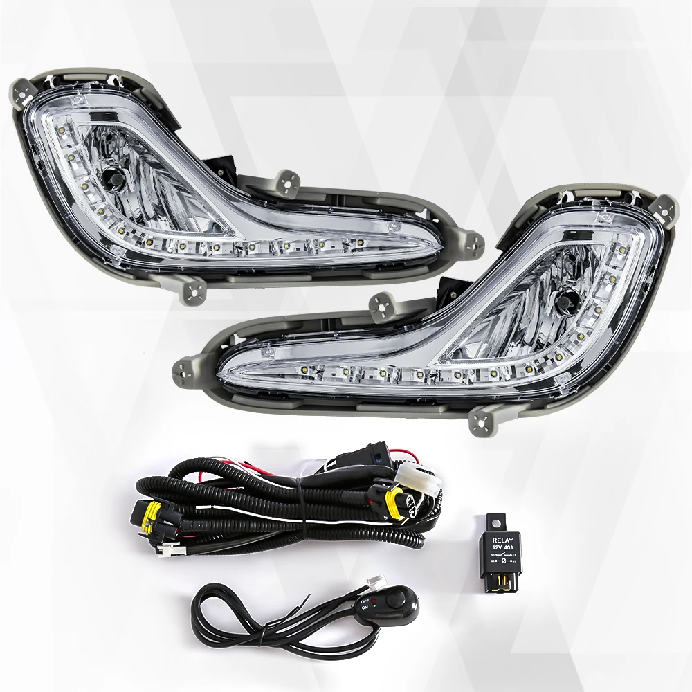 For Hyundai Accent 2012 2013 2014 2015 2016 2017 DRL LED Daytime Running Light Fog Lamp Car Auto Headlight Waterproof Daylights