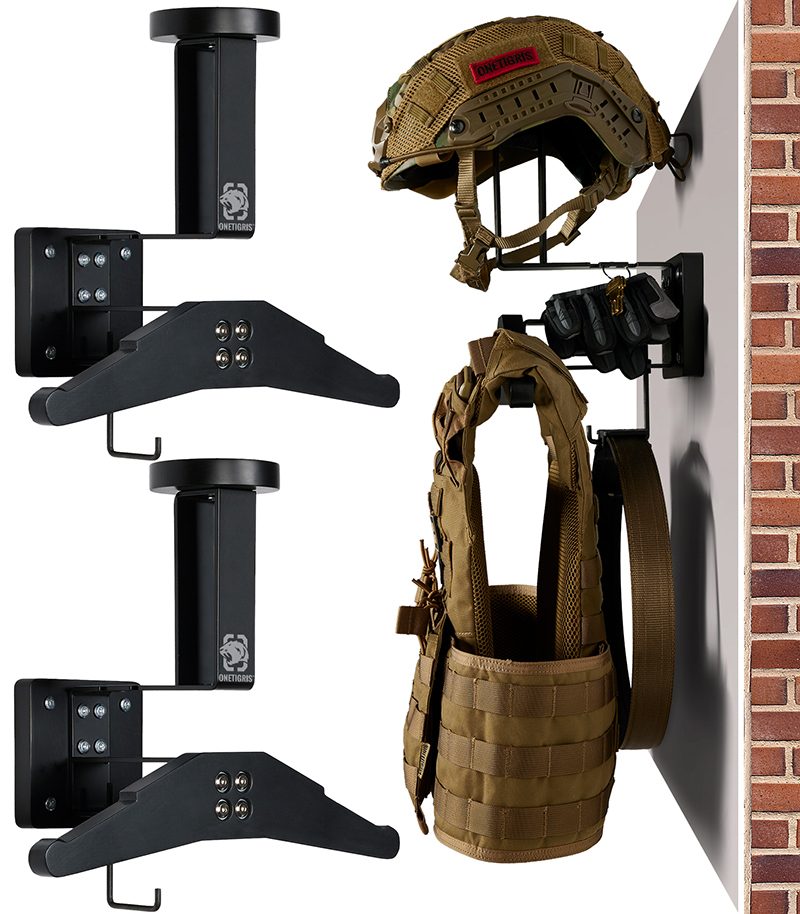 OneTigris Tactical Gear Wall Mount, Police Gear Rack Plate Carrier Hanger, Wall Organizer for Motorcycle Football Cycling Gear