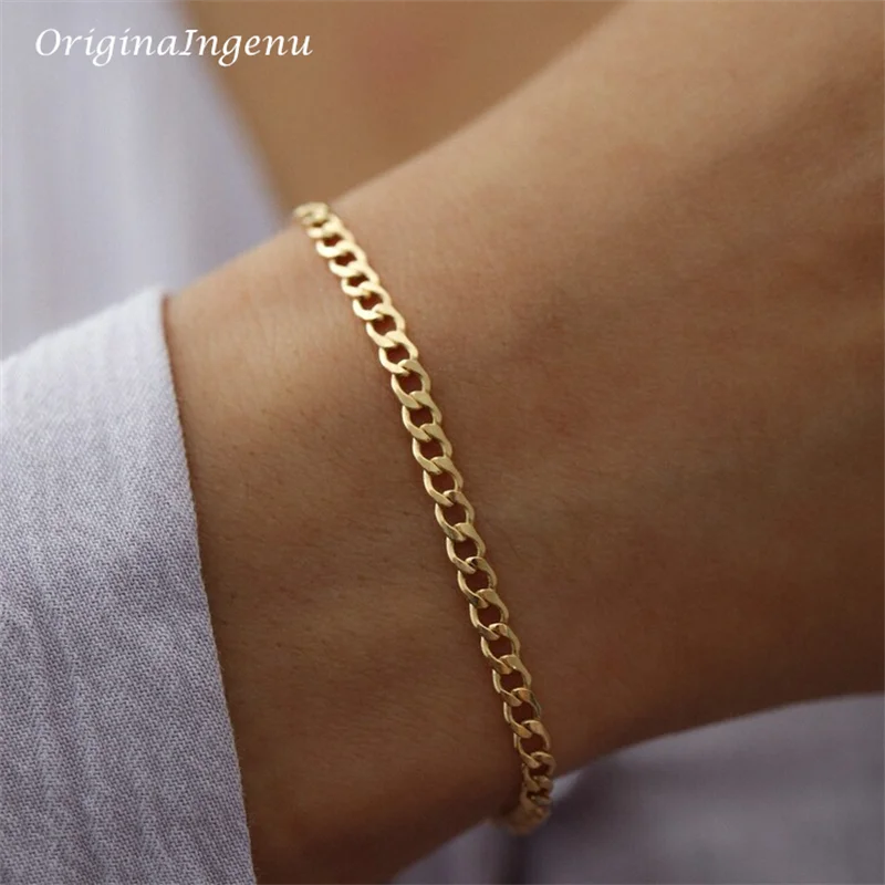 Curb 14K Gold Filled Chain Bracelet Minimal Bracelet Handmade Jewelry Tarnish Resistant Jewelry Hypoallergenic Bracelet smile