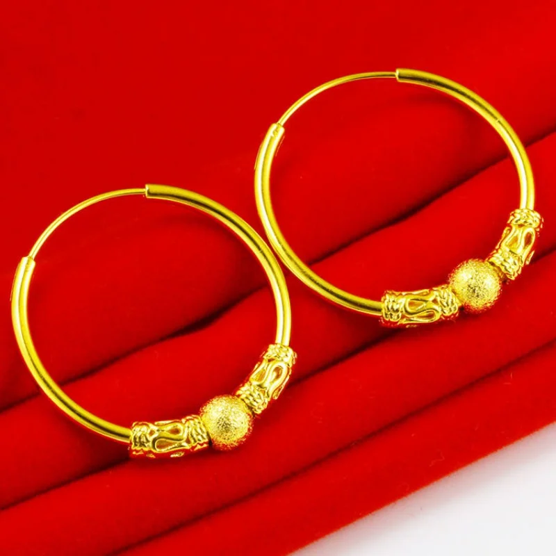with shop 999 Gold real gold earrings fortune prosperous temperament gold earrings flower and leaf eardrop solid earrings smile