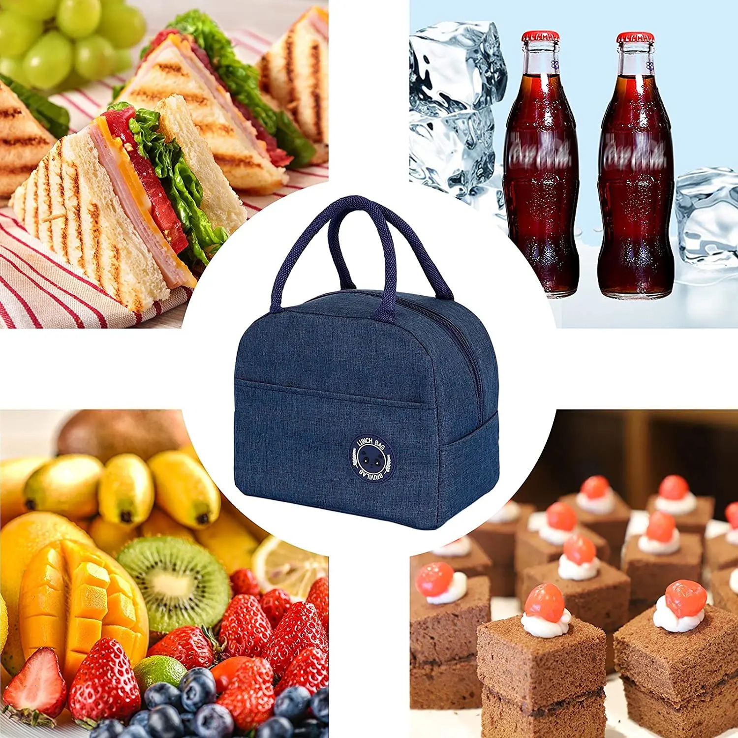 Insulated Lunch Bags Cooler Bags Portable Lunch Bag for Women Fridge Bag Zipper Thermal Food Picnic Beach Bag Lunch Box Tote 240514