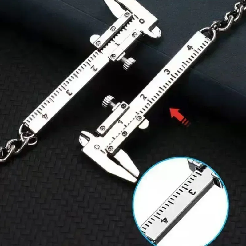 Pendant Measuring Car Keychain Gauging Instrument Rulers Mini Caliper Tools Key Ring Alloy Vernier Caliper Key Chain ddmysmile Zinc Alloy Smile